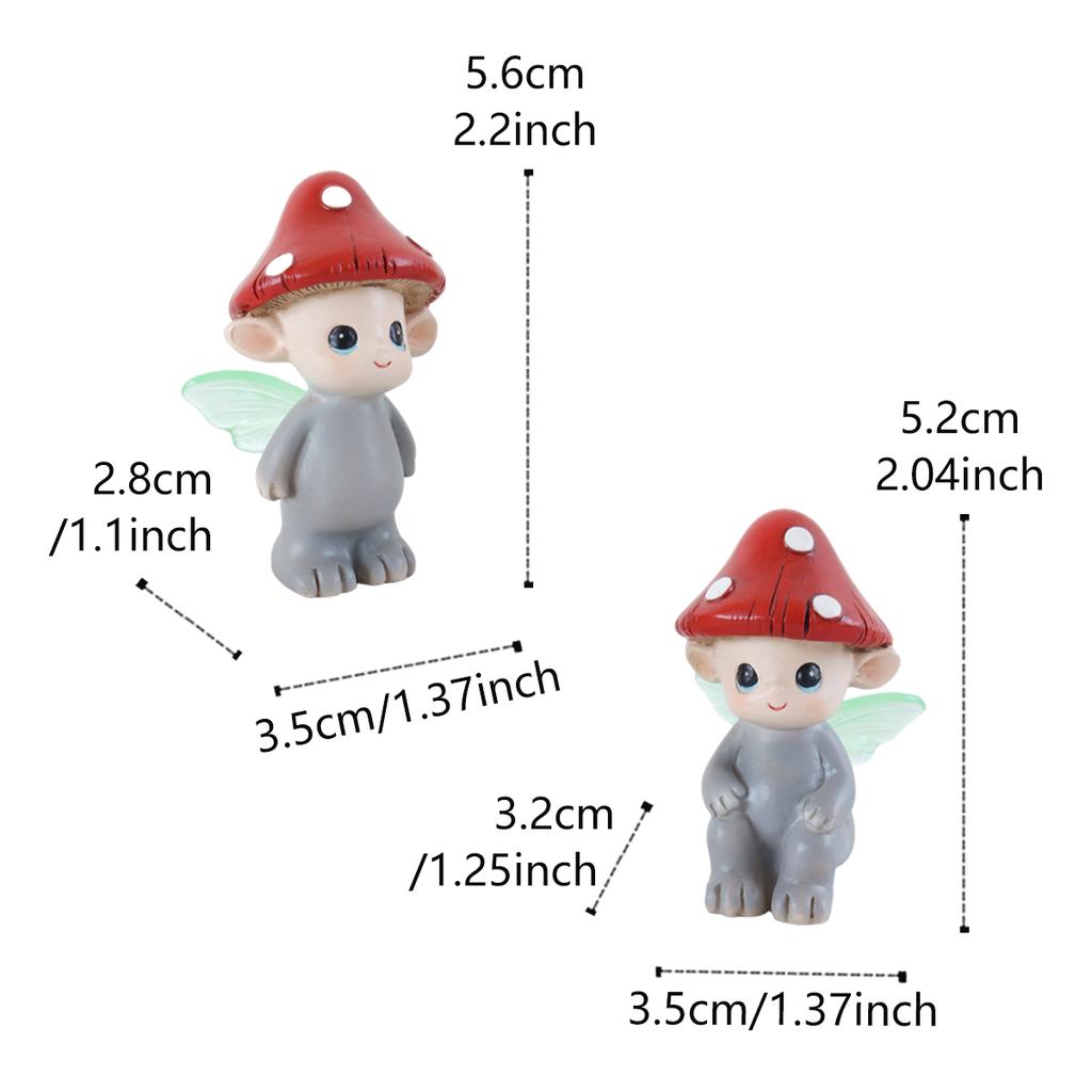 2-tlg. Leuchtende Flügel Pilz-Elfen, Garten Bonsai Pilz-Elfen-Ornament, Harz-Handwerk