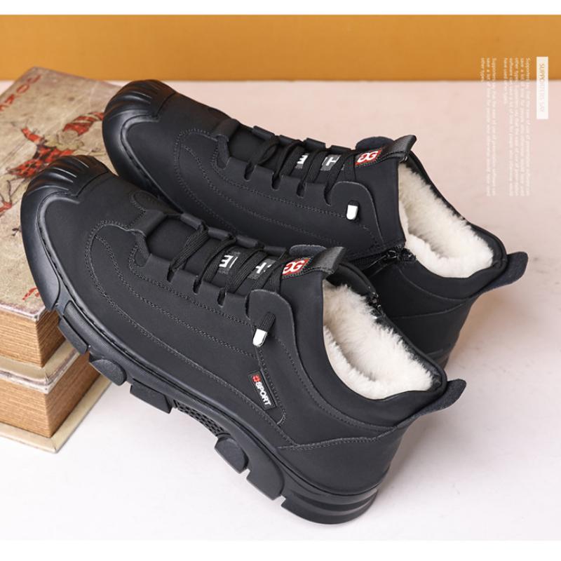 

Модные зимние уличные холодостойкие кроссовки для ходьбы из натуральной кожи, мужские зимние ботинки, нескользящие, с толстой шерстяной подкладкой, мужские нескользящие теплые ботинки 38 чёрный