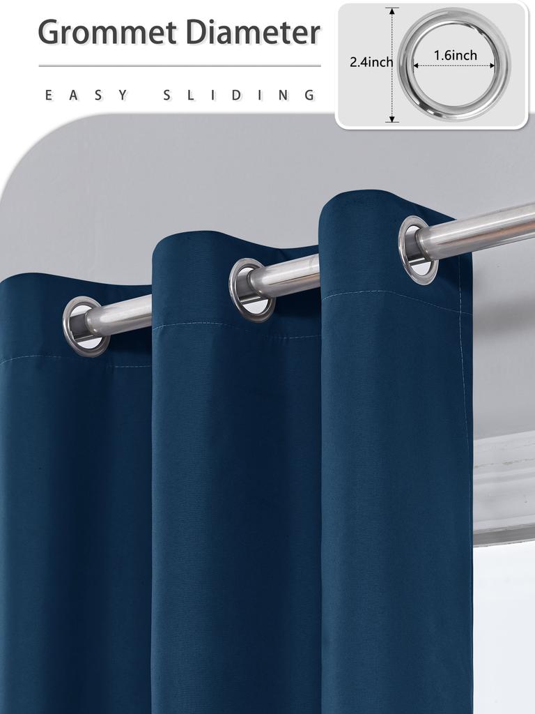 2pcs 100% Solid Blackout Curtains - Perfect for Bedroom and Living Room - UV Protection, Easy Sliding, and Stylish Design