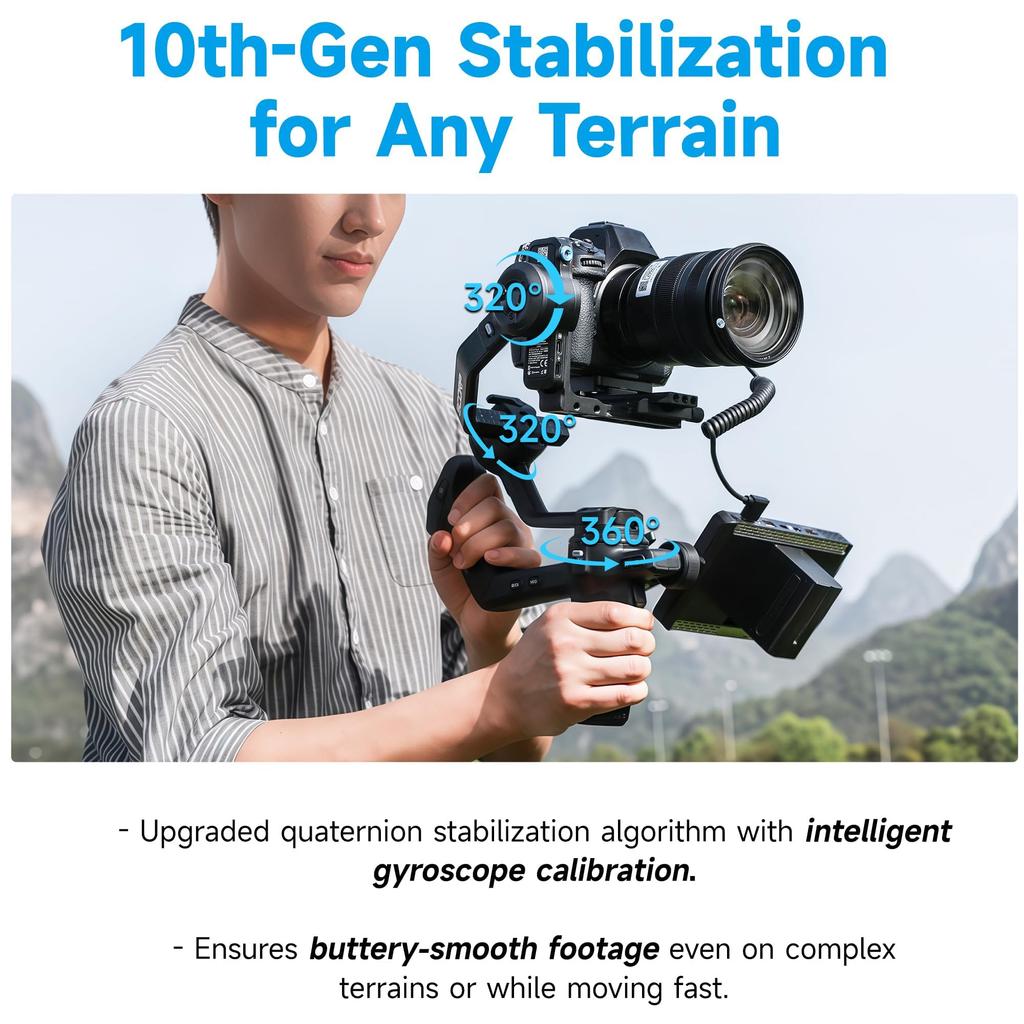 FeiyuTech SCORP-C2 Camera Gimbal Stabilizer with AI Tracking 4.0 Native Vertical Shooting 3.5kg Load OLED Display for Sony Canon Nikon Mirrorless