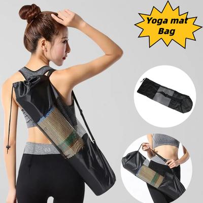 Yoga Mat Mesh Bag Portable Breathable Sports Bag with Adjustable Shoulder Straps Carry Storage Bag Fits Most Yoga Mats