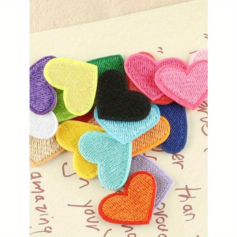 20pcs/Set Heart Shaped Iron-On Patches For Clothing, Random Color Heart Patches, Hat & Bag Decoration, Diy Embroidered Badge, Fabric Sticker