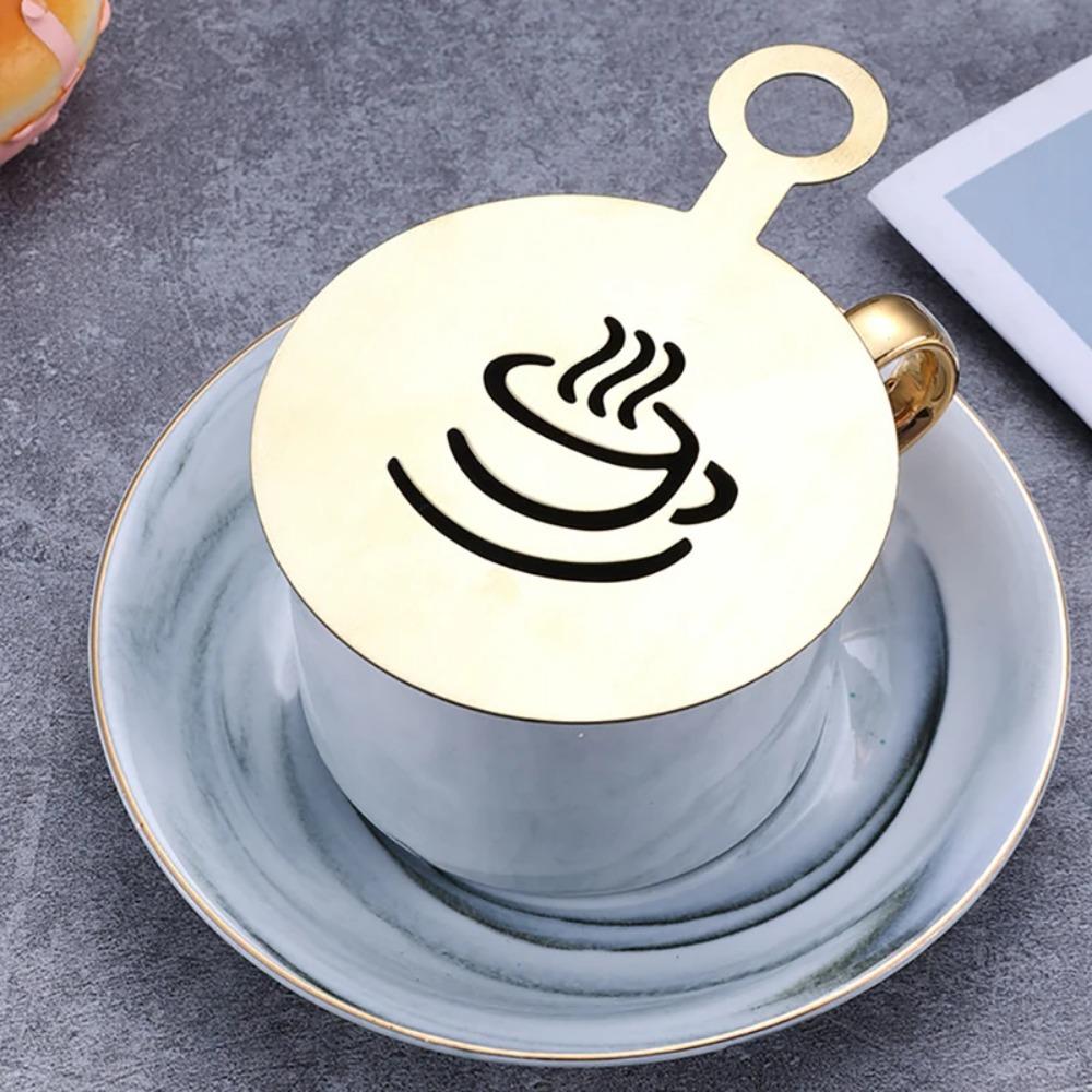 4pcs Reusable Coffee Latte Art Mold Gold/black Coffee Art Template Latte Coffee Stencil Bread