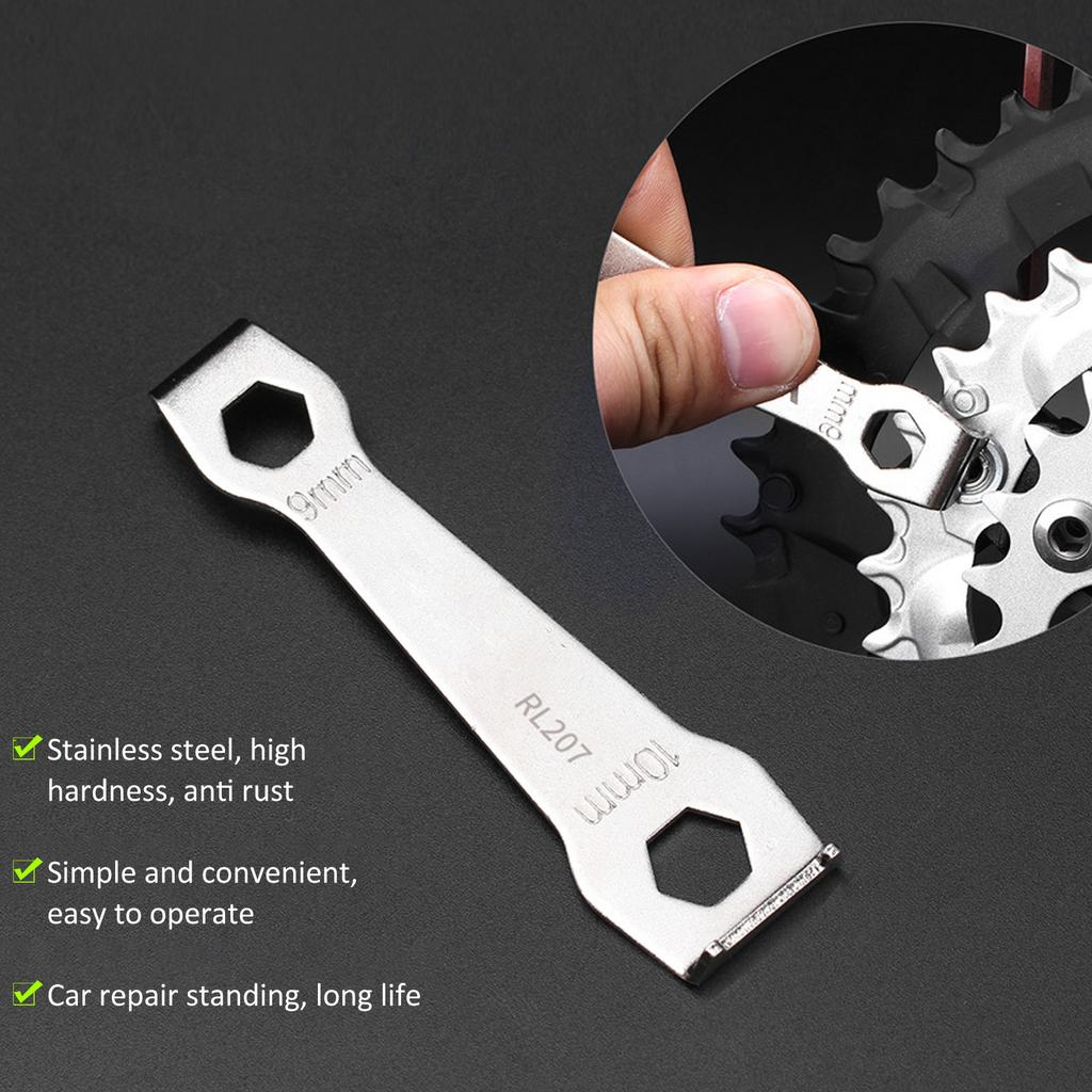   Tooth Disc Wrench, Rust Proof High Hardness Stainless Steel Chainring Nut Wrench with Hex Key, for Mountain Road Bikes
