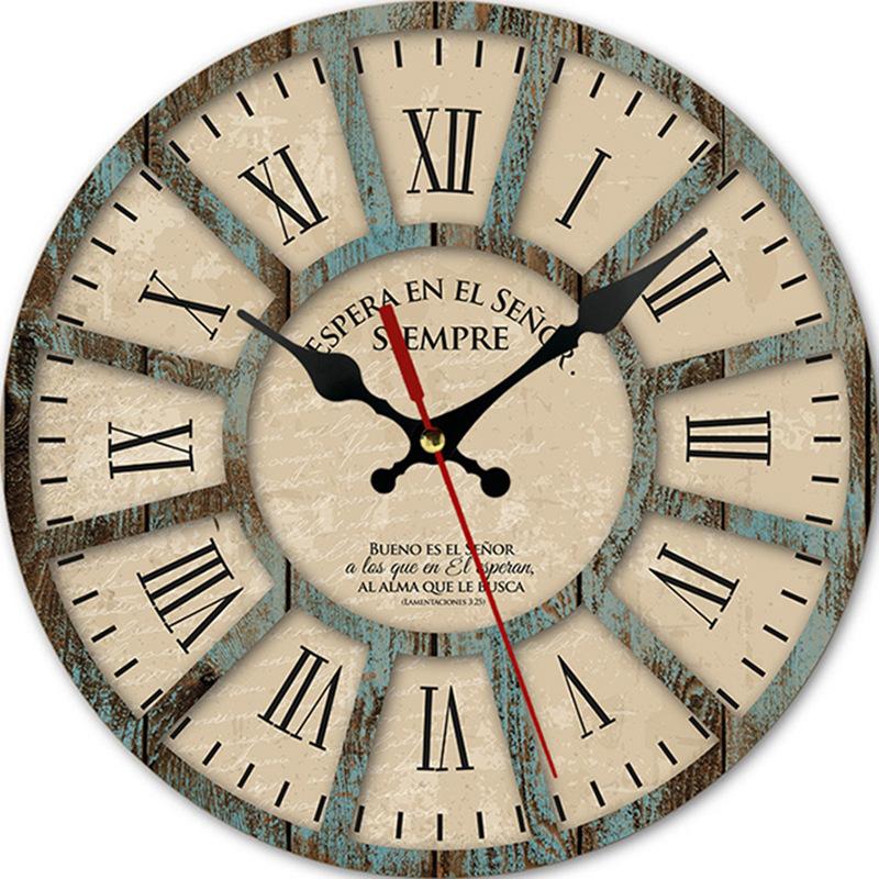 

2025 New European Creative Wooden Clock Home Living Room and Bedroom Wall Decoration Home Wall Hanging Round Clock 1PCS LI164 diameter30cm