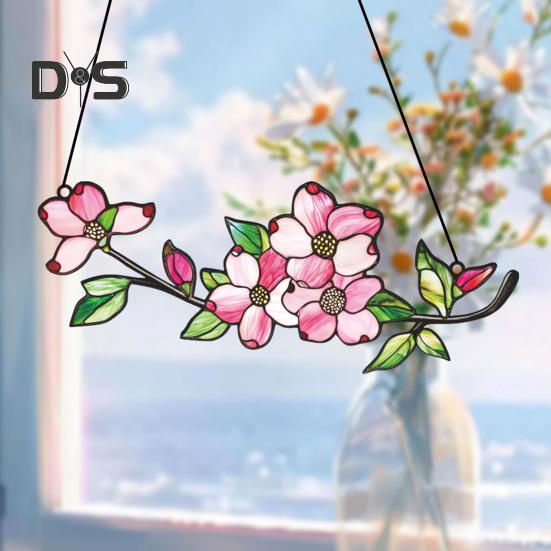 Flower Hanging Decoration Wall Art Window Hanging Ornament Double-Sided Floral Sun Catcher Gift for Nature Lovers