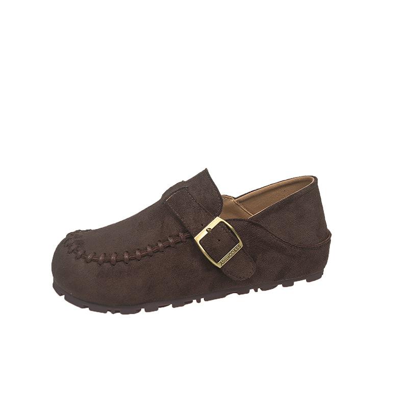 Autumn new Birkenstocks women's soft soles, comfortable and shallow mouth two wear casual retro single shoes women