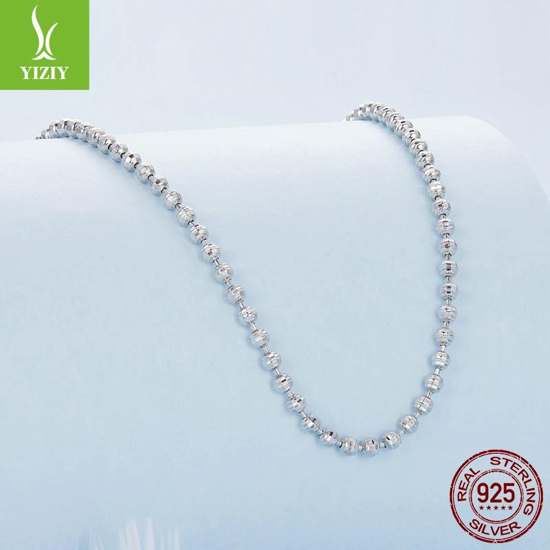 Einfache und personalisierte Basic-Halskette für Männer und Frauen, vielseitig und modisch, S925 Sterlingsilber runde Kugelkette Schlüsselbeinkette