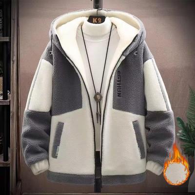 Jesienne kurtki męskie Moda koreańska Streetwear Harajuku Zimowe kurtki z kapturem Casualowa odzież męska Kurtki wełniane Ciepła kurtka