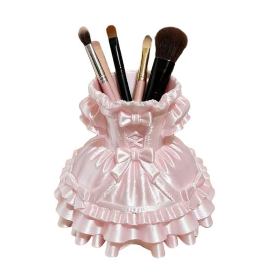 

Makeup Brush Storage Box Princess Dress Shape 3D Printed Pen Holder Large Capacity Organizer for Home Office