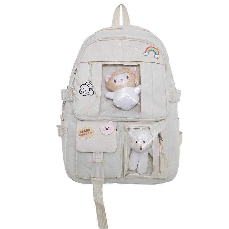 

Female Korean Style High School Student Backpack Cute Schoolbag бежевий