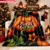 Blanket 1pc Halloween Pumpkin with Spooky Face 2D-printed Flannel Throw Blanket-soft and Cozy Suitable for Use On the Sofa While T