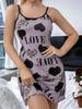 Casual Heart,patterned Cute Print Loungewear Sexy Dress