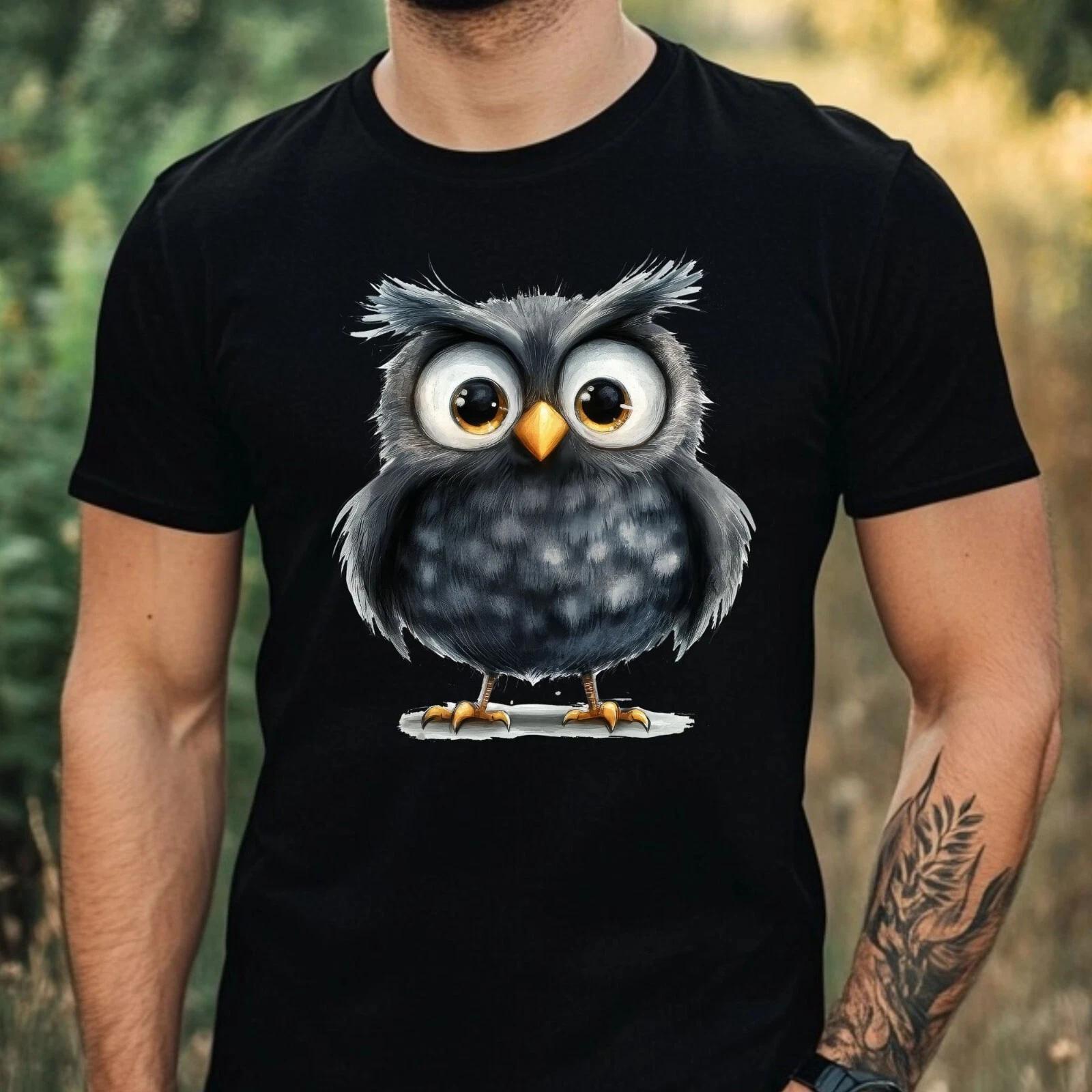 T-Shirt Herren Lustige Eule Motiv Baumwolle Größe XS bis 5XL M