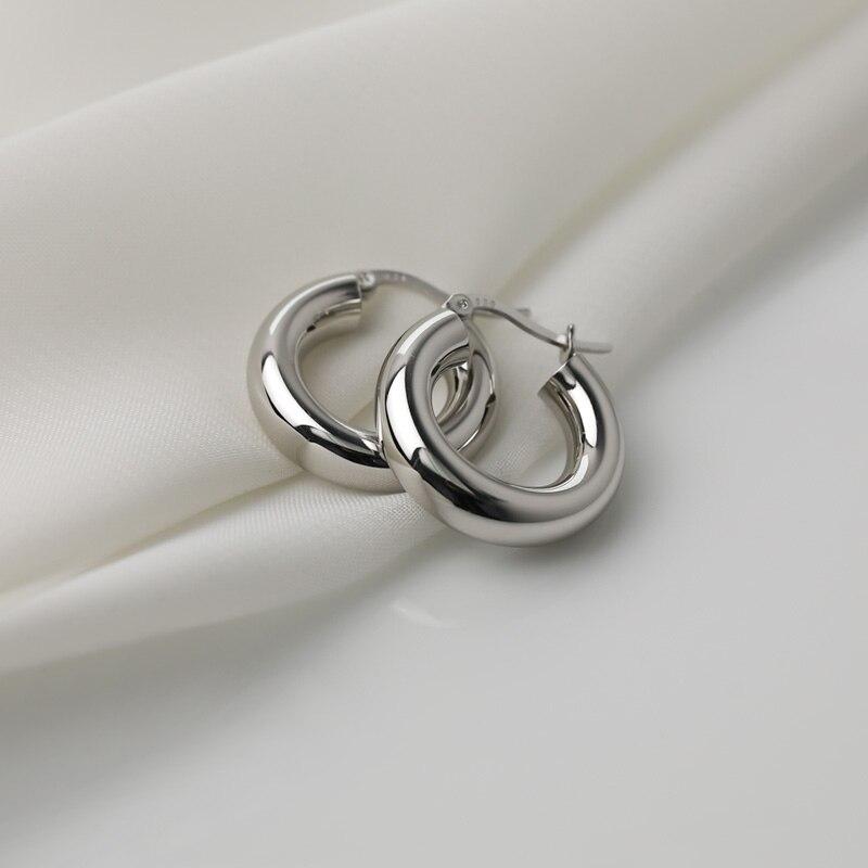 Sterling Farbe Klobig Für Damen Creolen Runde Röhren-Ohrringe Tägliches Tragen Feier Party Event Schmuck Tägliche Geschenkidee