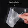 Transparent 6 Row Hooks No Trace Strong Hooks Sticky Rear Row Hooks for Hanging Towels Clothes and Coats Bathroom Accessories