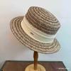 Seaside Vacation Beach Hat French Retro Flat Top Straw Hat Women'S Spring And Summer Sun Protection Sunshade Big Brim Straw Top Hat