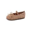 One-word belt woven bag head mesh shoes 2025 summer new Korean version of girls bow princess shoes with skirt sandals