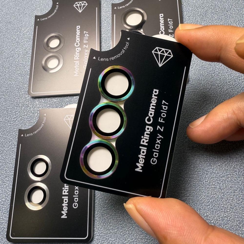 3D Alloy Metal Ring HD Tempered Glass Camera Lens Protector For Samsung Galaxy Z Fold/Flip 8 7 6 5 Rear Anti‑Scratch Full Cover