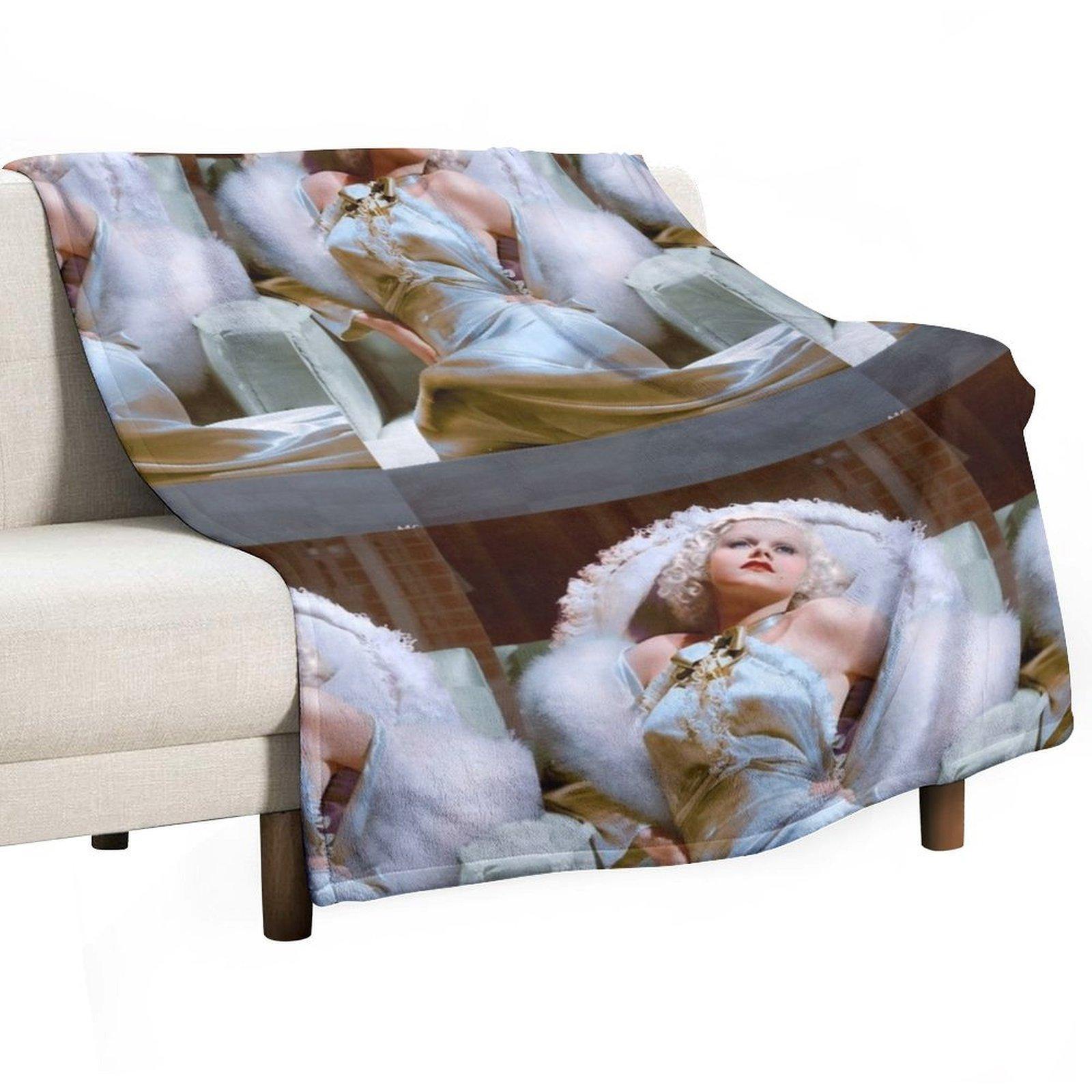 jean harlow aesthetic Throw Blanket warm for winter Beautifuls Soft Plush Plaid for winter Blankets 30x40in