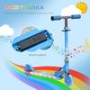 Foldable Kids Scooter with Lights, Music, Adjustable Height, Bright Wheels, LED Pedals, 50kg Load Capacity, 67x32x65-78 cm, Blue