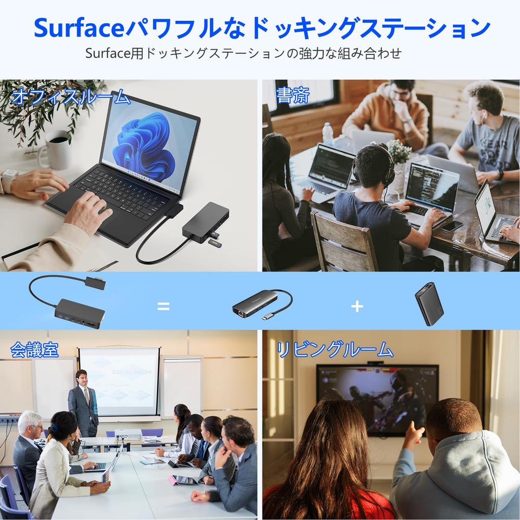 Neues Surface Dock mit Triple-Display-Unterstützung HDMI x 2 Microsoft Surface Dockingstation Kompatibel mit Surface Pro Surface Laptop Laptop Go und