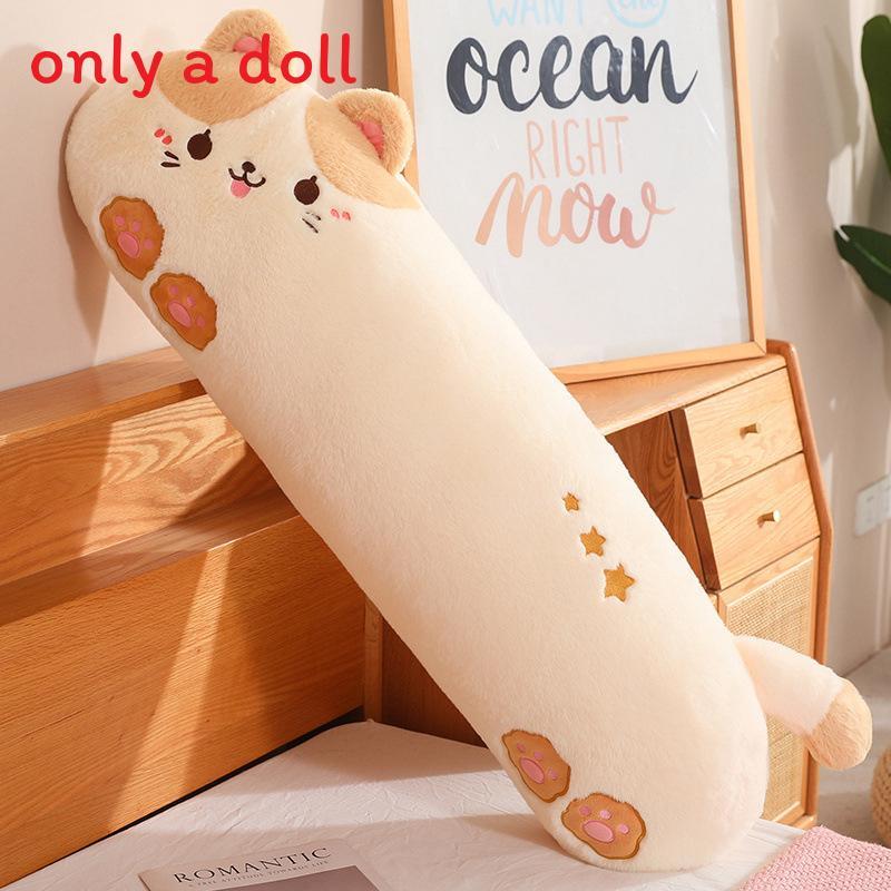 Plush Cat Dinosaur Animal Pillow For Sleep Long Body Cotton Filling Bedside Cushion For Girls And Boys