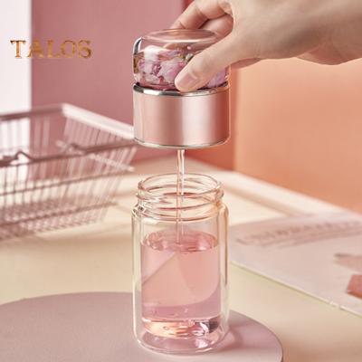 Tee-Ei aus Glas, doppelschichtige Isolierung, Teebereiter, auslaufsicher, tragbare Reise-Teetasse mit Filter, Tee-Wasser-Trennung, Teeflasche, Geschenk für Teeliebhaber