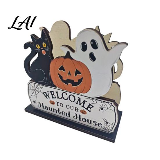Seasonal Tabletop Ornament Halloween Wooden Napkin Holder Ghost Pumpkin Decorative Tissue Dispenser Kitchen Dining Storage Paper Organizer