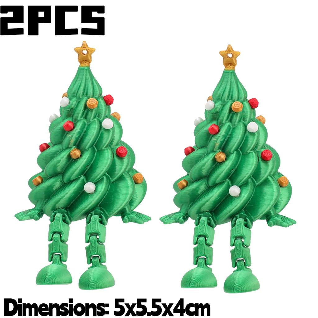 10/1Pcs Desktop Ornament Funny 3D Printed Christmas Tree Articulated Party Christmas DIY Green Tabletop Decoration Kids Gifts