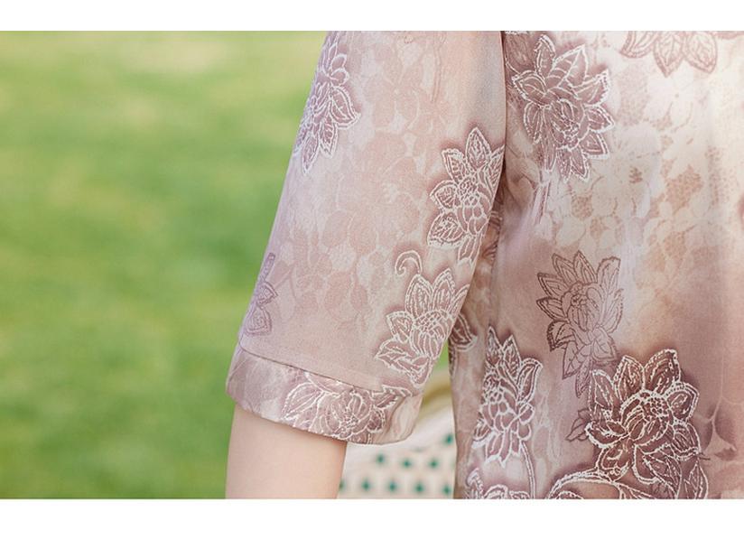 Mom's Chinese Style Blouse: Summer 2025 Chiffon Seven-Sleeve Top for Middle-Aged and Elderly Women