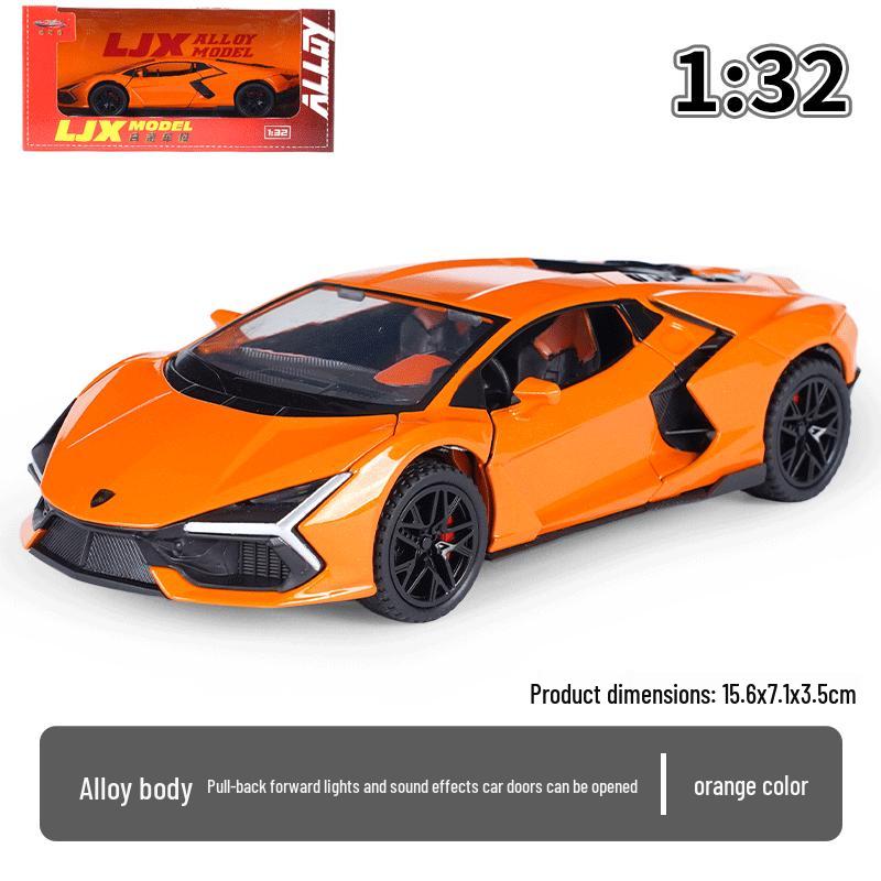 1:32 Lamborghini Revuelto Sports Car Model - Alloy, Scissor Doors, Sound & Light, Pull-back Simulation.