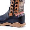 Johnature Genuine Leather Patchwork Printed Long Boots Fashion Versatile Leopard Print Fur Collar Women Shoes