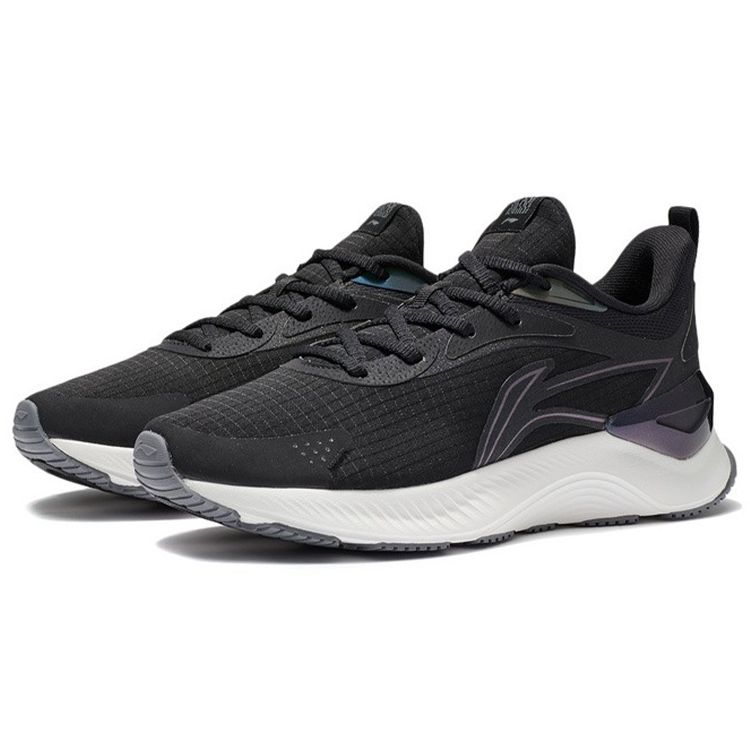 Li Ning Laufserie Rebound Stoßdämpfung Rutschfest Abriebfest Low-Top Laufschuhe Damen Sneaker Schwarz Weiß ARHS010-5