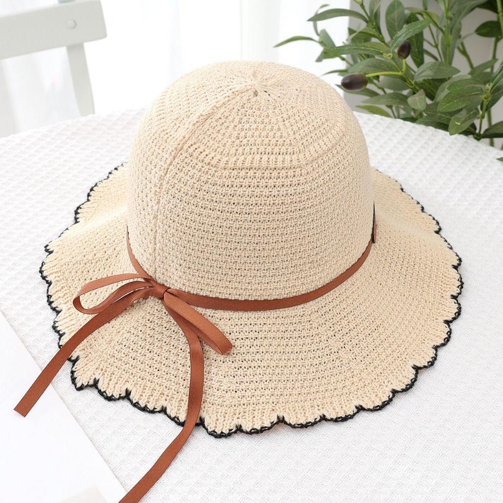 Foldable Knit Fisherman Hat UV Protection Summer Sunshade Visors Thin Crochet Bucket Hat  Beach