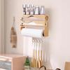 Bamboe Compartiment Vershoudfolie Dispenser Snijdoos Met Keukenpapier Wandmontage Handdoekhouder Keuken Organizer Accessoires