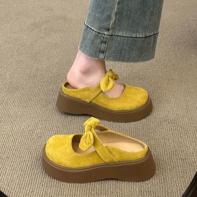 Fashion House Slippers Platform Butterfly-Knot Shoes Slides Fashion Cover Toe Slipers Women Luxury 2025 Butterfly-knot Female Shoes Slip