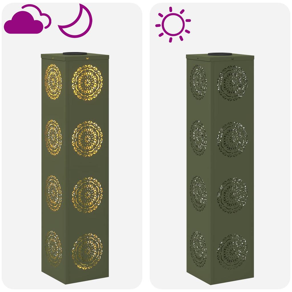 Solar LED Path Light 2 Pcs Olive Green Cold Rolled Steel