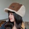 Women's Autumn and Winter Thickened Lamb Woolen Cap Korean Style Cute Cycling Cold Proof Warm Windproof Earmuff Head Hat Letter Embroidery Cap