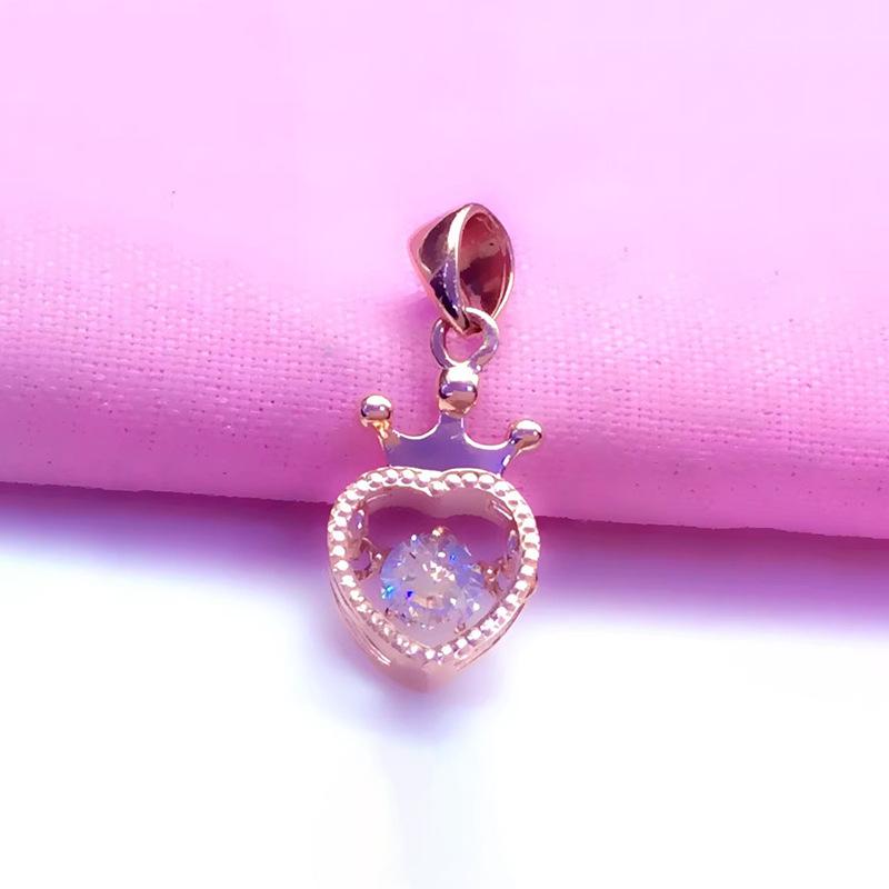Exquisite Russian Purple Gold Shiny And Smart Radish Peach Heart Pendant Rose Gold Plated Crown Love Pendant Jewelry