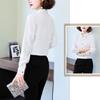 Bolan Verl White Long Sleeve Blouse with Casual Solid Perfect for Office Size M Women's Ruffles, Top, Color, Thick, Elegant, Commuting, Business,