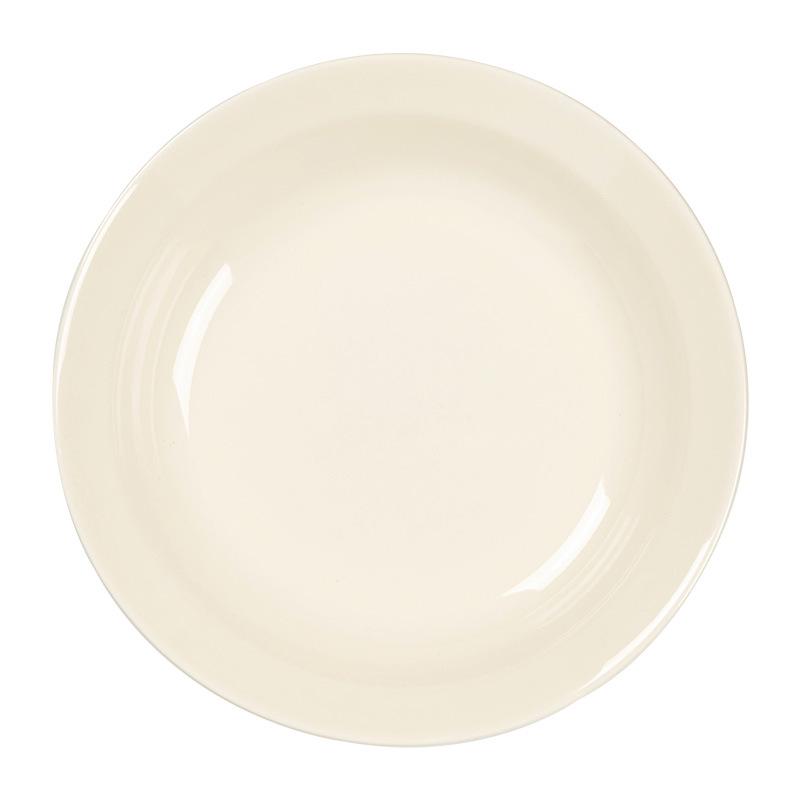 Cream-Colored Minimalist Ceramic Tableware: Deep, Round Plates for Vegetables, Dinner, and Salads.