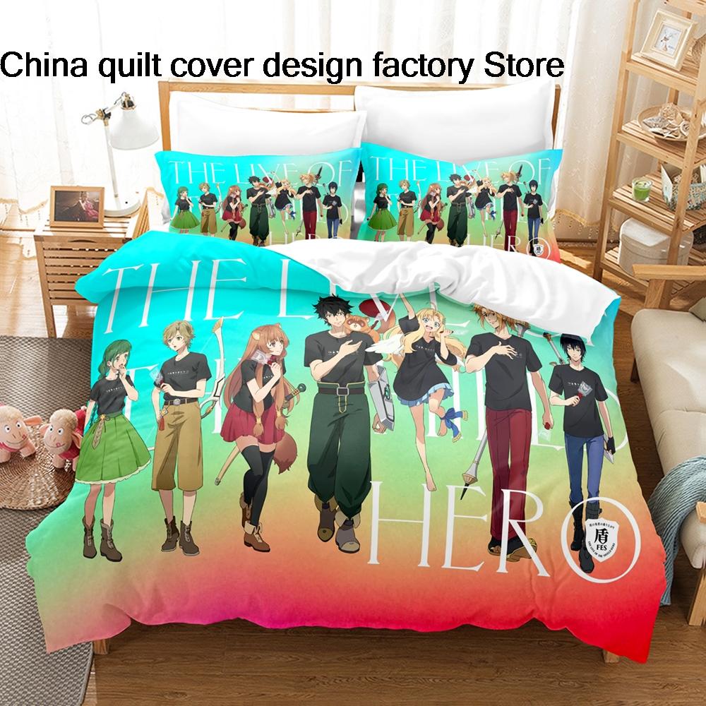 The Rising Of The Shield Hero Anime Bedding Set 3Pcs Isekai Manga Duvet Cover Set With Pillowcases For Teens Fans Bedroom Decor