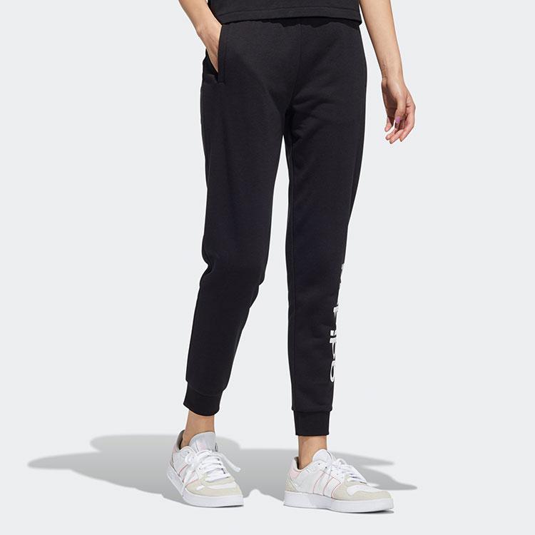 Adidas Neo Logo Print Mid-Rise Slim Fit Sports Pants Women Pants Black HI4653