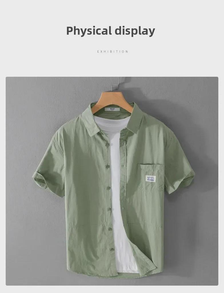 Men's Summer Casual Short-Sleeve Loose-Fit Shirt: Trendy, All-Match, Fresh Workwear