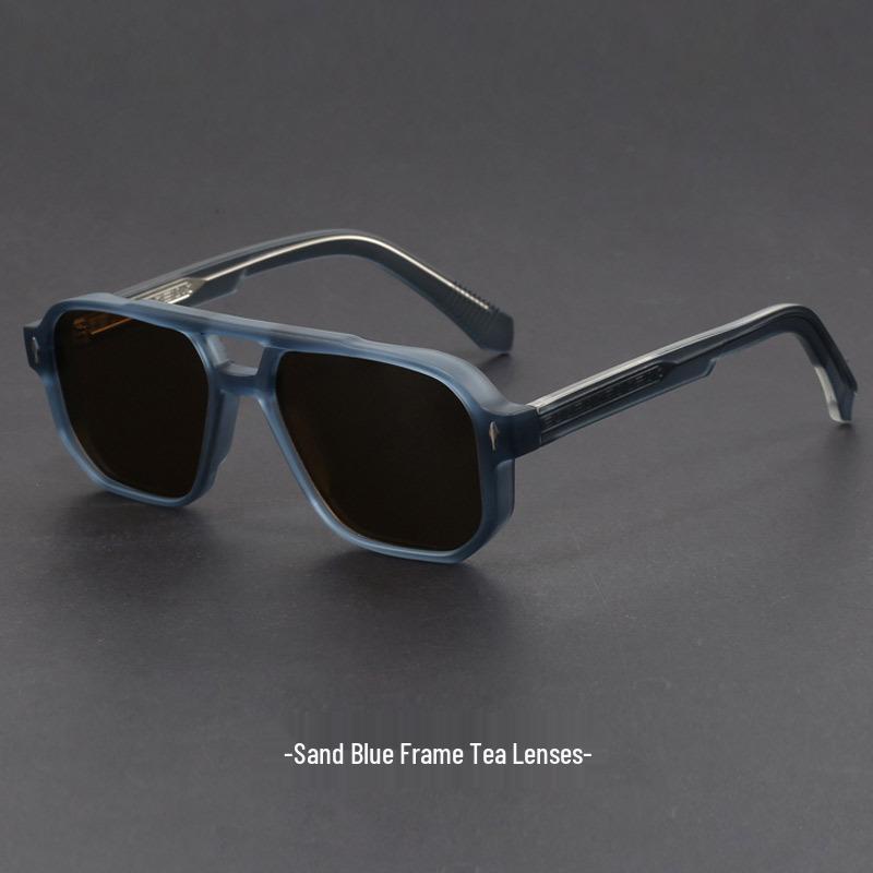 Niche Dark Blue Aviator Sunglasses - UV400 Protection, Matte Large Frame