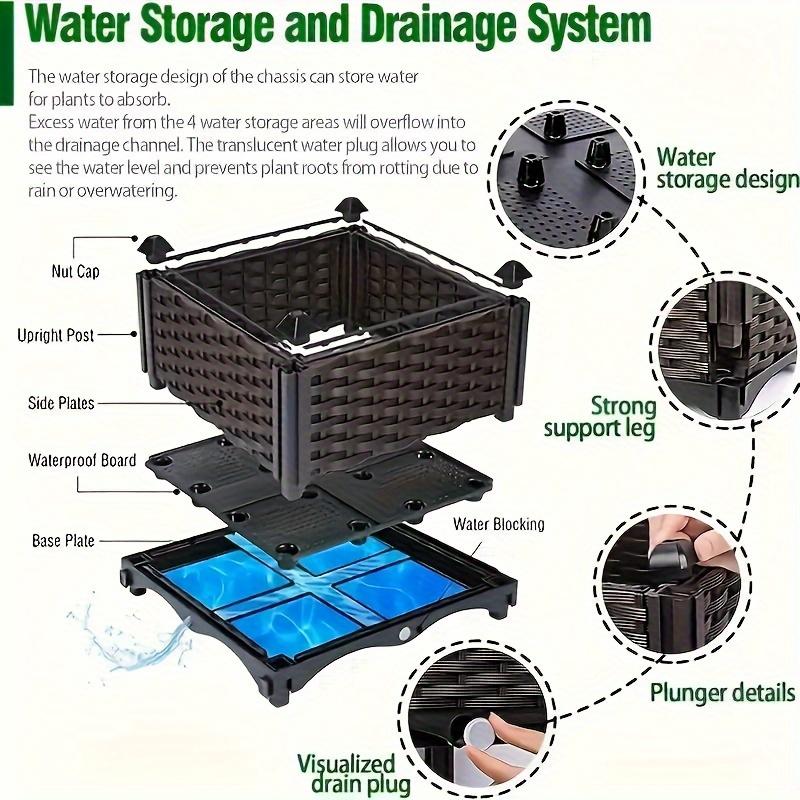 Ein montierter Gemüse- und Blumentopf auf dem Dachbalkon des Parkgartens, die Box kann unendlich verbunden werden