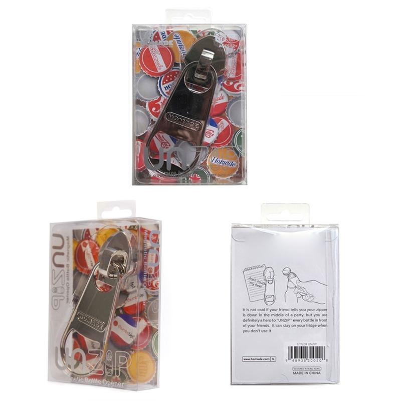 Unique Zippers Shaped Bottle Lid Remover Practical Magnetic Beer Bottle Opener Portable Fridge Can Opener for Parties