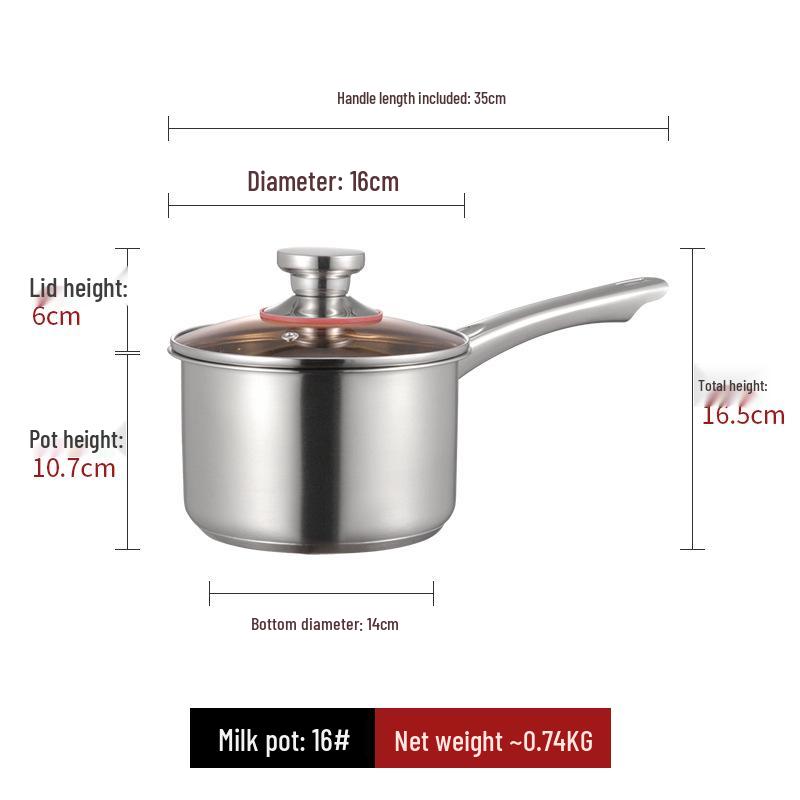 Stainless Steel Yukihira Pan: Non-Stick Milk, Soup & Noodle Pot with Wooden Handle for Baby Food & Breakfast