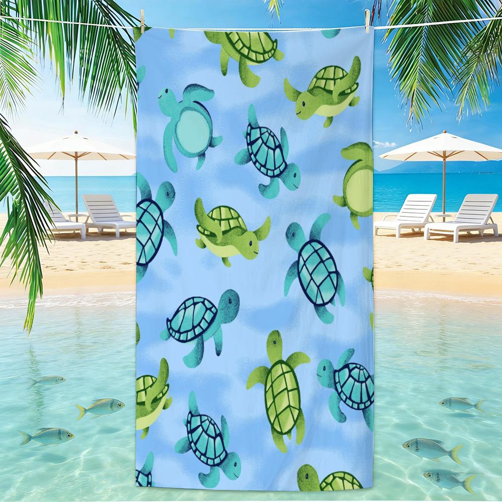 Beach Turtle Animal Printed Beach Towel, Quick Drying Absorbent Beach Towel, Outdoor Sports Swimming Beach Towel  Hair Towel